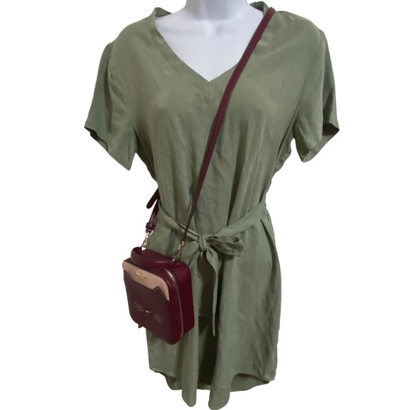 Kate Spade New York Meow Cat Daisy Crossbody Bag Burgundy Saffiano Leather - Picture 15 of 16